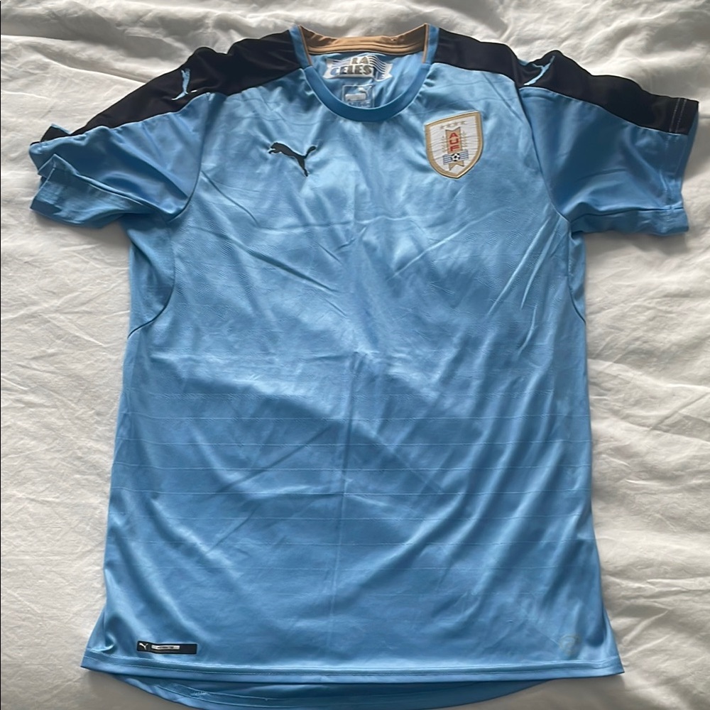 Puma Uruguay Soccer Jersey - Light Blue and Black